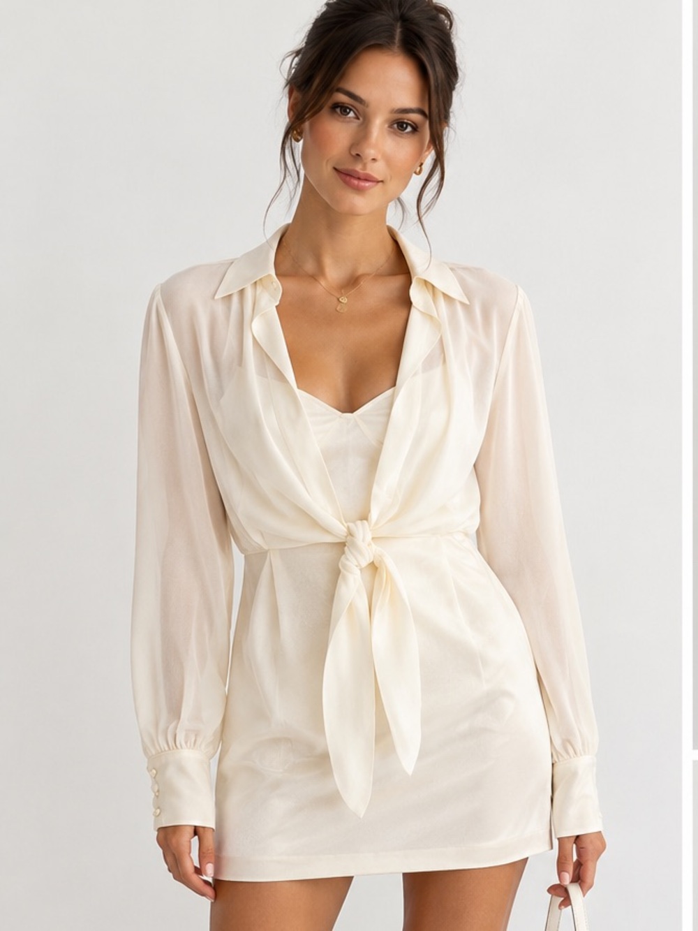 Cinq à Sept Ally Silk Top With Camisole 2 piece set - Ivory